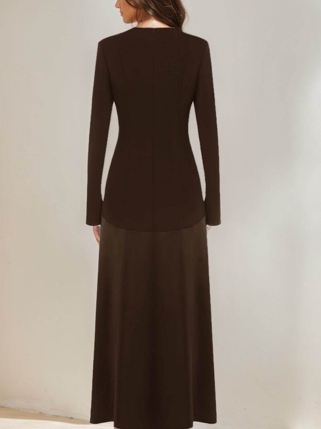 Sheath/Column Crew Neck Long Sleeves Wedding Guest Dresses Floor-Length Asymmetrical