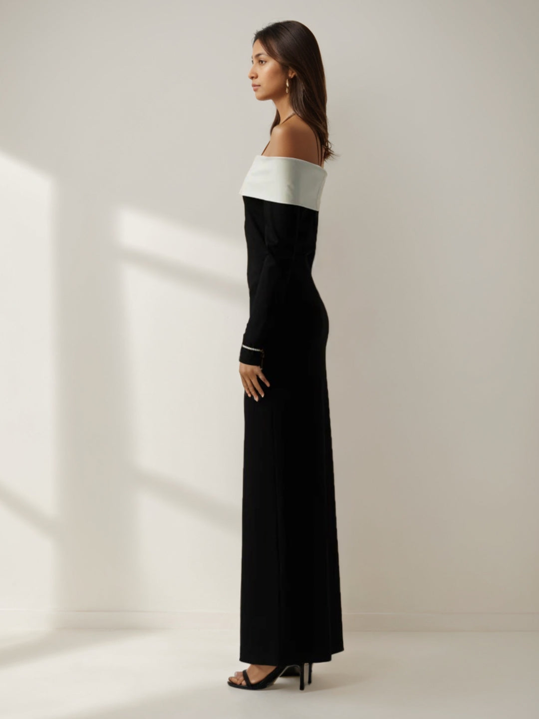 Trumpet/Mermaid Velvet Wedding Guest Dresses Off-the-Shoulder Long Sleeves Ankle-Length
