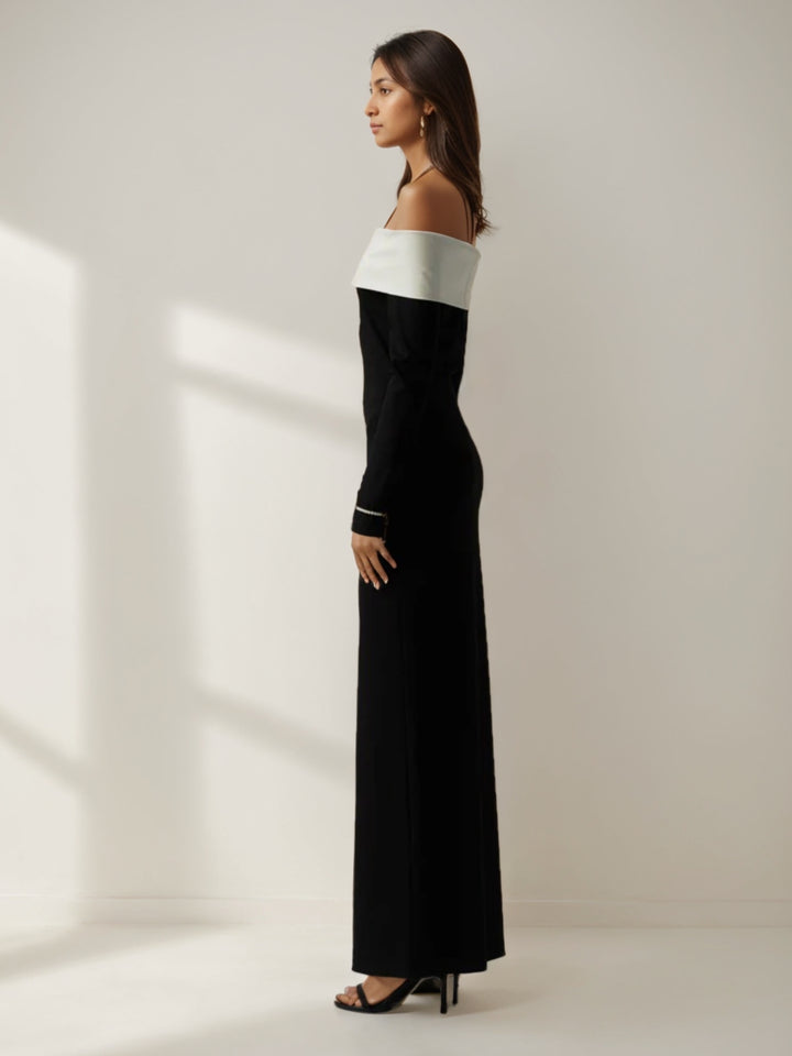 Trumpet/Mermaid Velvet Wedding Guest Dresses Off-the-Shoulder Long Sleeves Ankle-Length