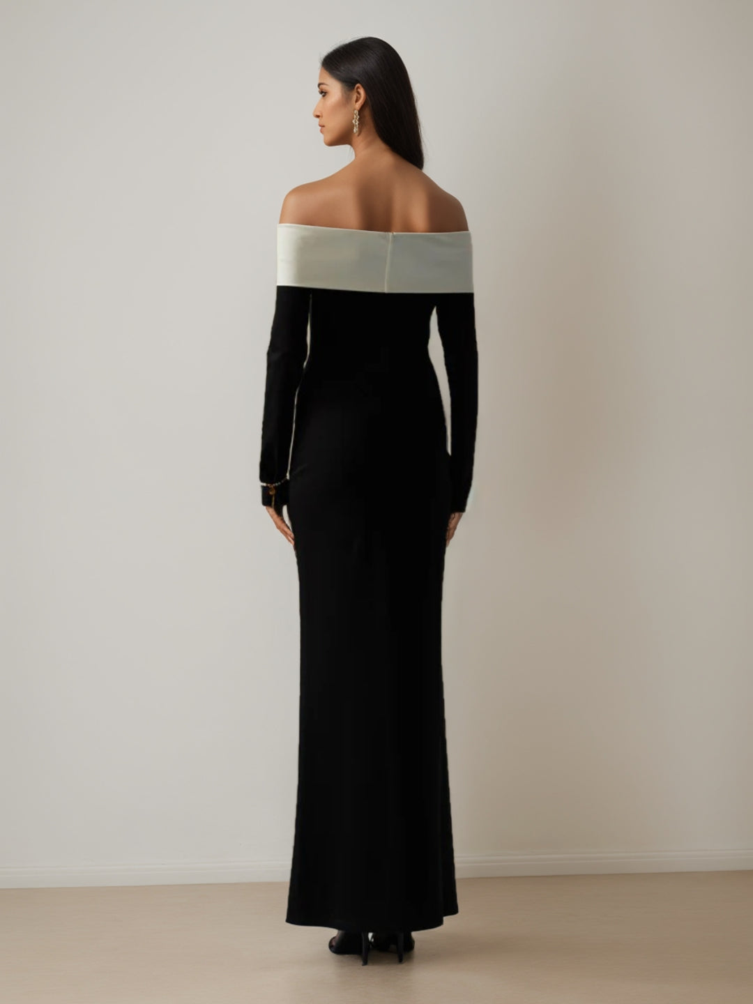 Trumpet/Mermaid Velvet Wedding Guest Dresses Off-the-Shoulder Long Sleeves Ankle-Length