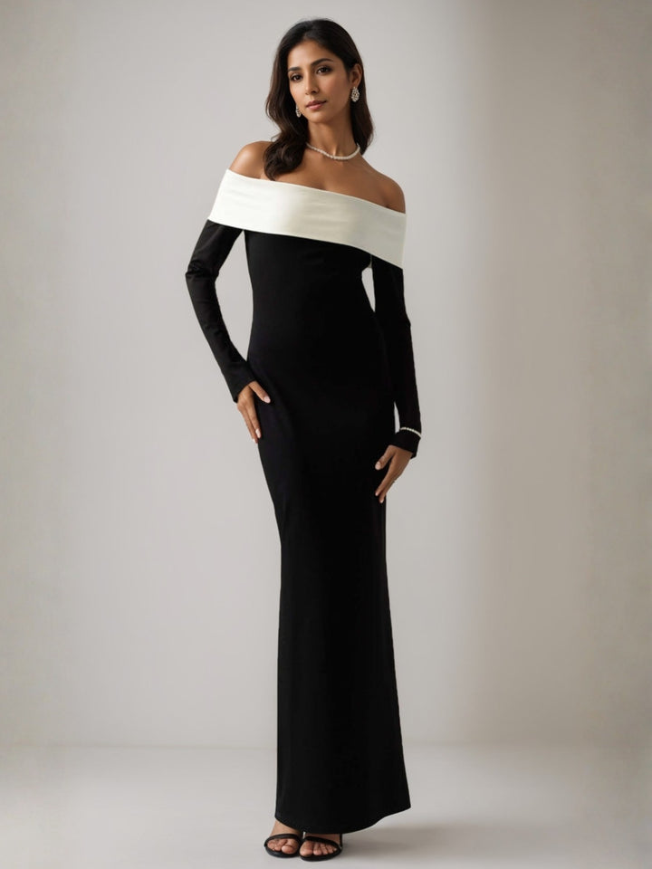 Trumpet/Mermaid Velvet Wedding Guest Dresses Off-the-Shoulder Long Sleeves Ankle-Length