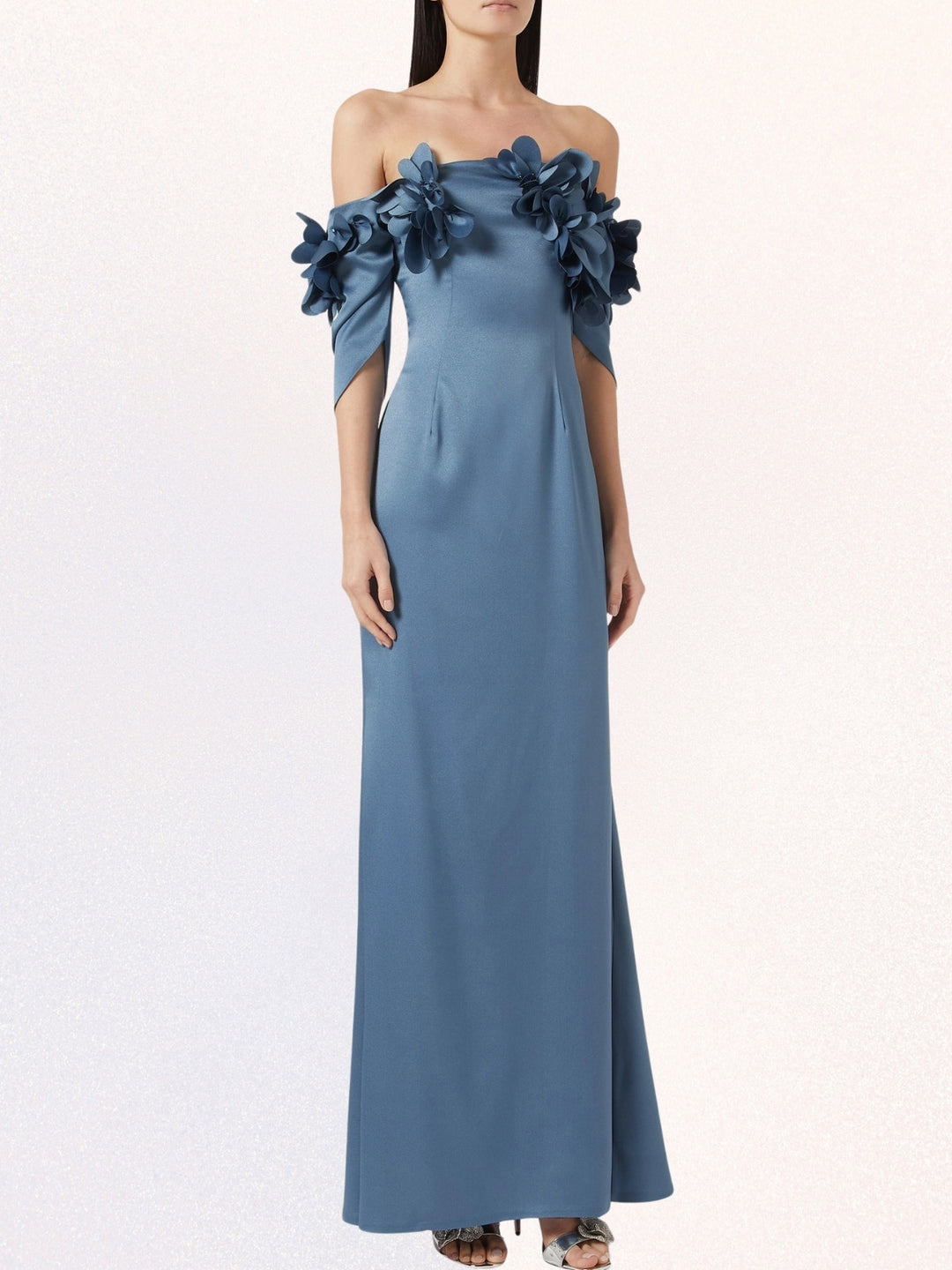 Sheath/Column Off-the-Shoulder Wedding Guest Dresses Floral Dress Floor-Length