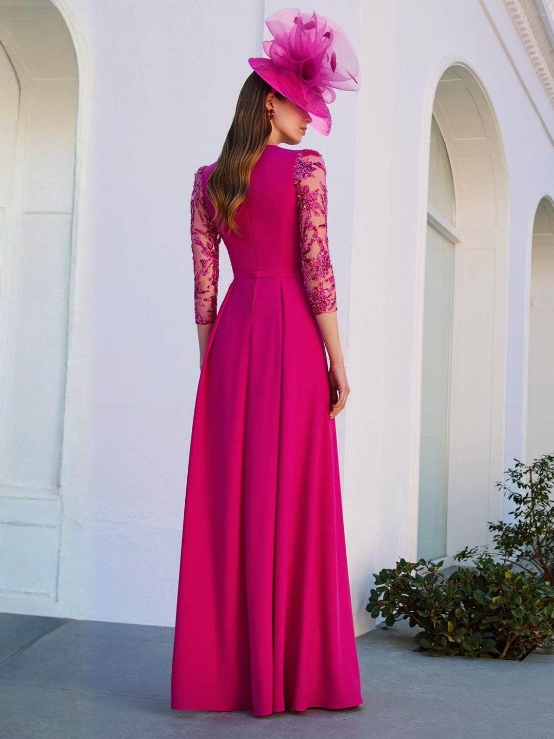 A-Line/Princess V-Neck Floor-Length Mother of the Bride Dresses jumpsuit 3/4 Sleeves