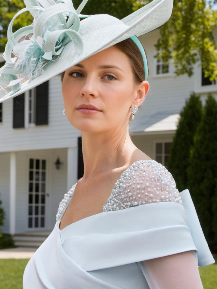 A-Line/Princess Square Neck Ankle-Length 3/4 Sleeves Mother of the Bride Dresses with Bow