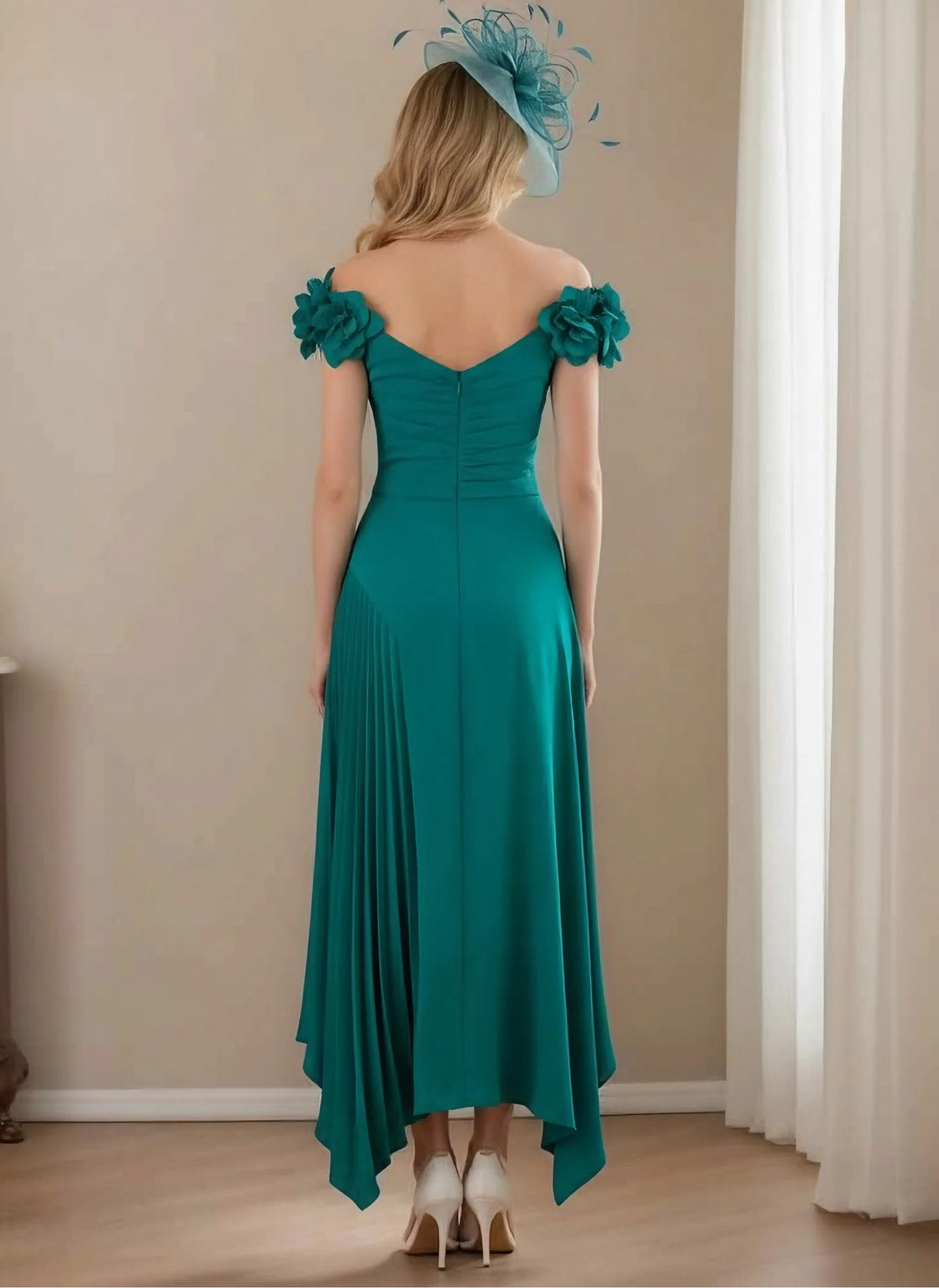 A-Line/Princess Chiffon Floral Mother of the Bride Dresses with Asymmetric Plisse