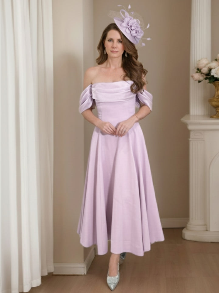 A-Line/Princess 1/2 Sleeves Ankle-Length Off-the-Shoulder Mother of the Bride Dresses