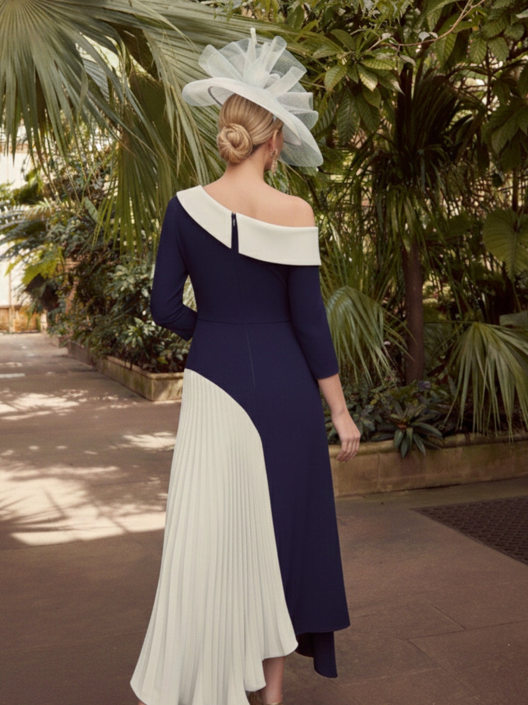 A-Line/Princess Off-the-Shoulder Pleated Tea-Length Mother of the Bride Dresses