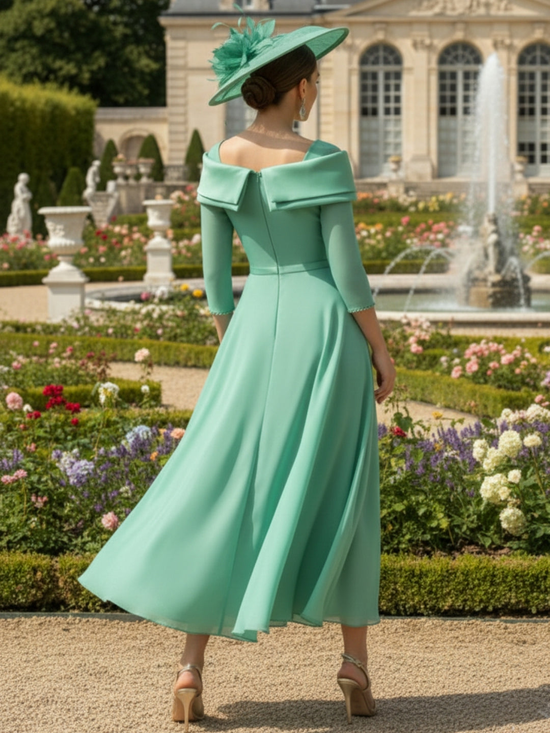 A-Line/Princess Square Neck Chiffon Mother of the Bride Dresses with 3D Flower
