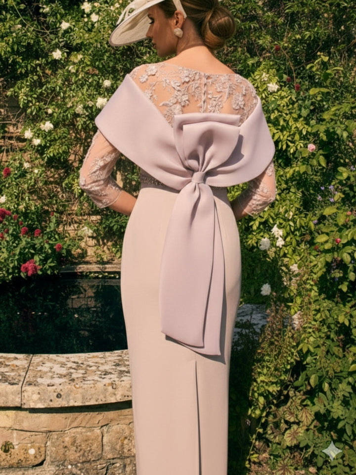 Trumpet/Mermaid Square Neck 3/4 Sleeves Mother of the Bride Dresses with Embroidery Tulle