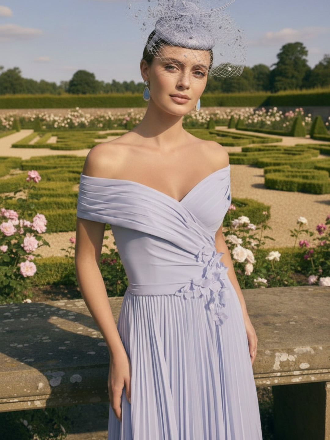 A-Line/Princess Off-the-Shoulder Pleated Ankle-Length Mother of the Bride Dresses With 3D Flowers