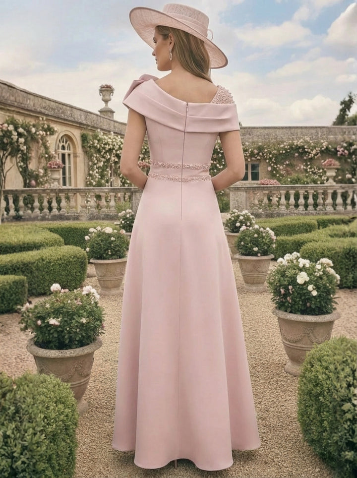 A-Line/Princess Short Sleeves Ankle-Length Mother of the Bride Dresses with Beading and 3D Flower