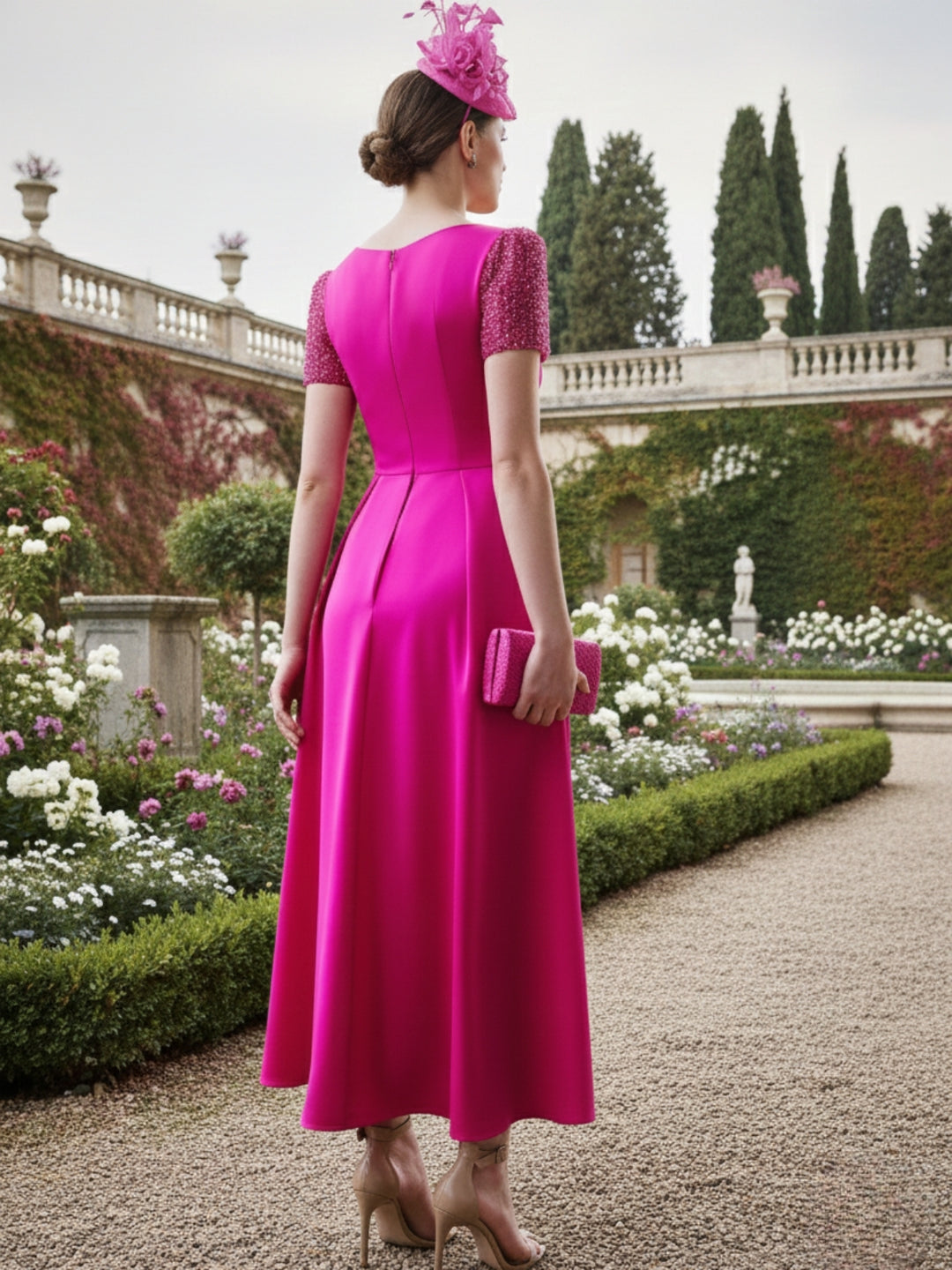 A-Line/Princess V-Neck Short Sleeves Ankle-Length Mother of the Bride Dresses with Bowknot