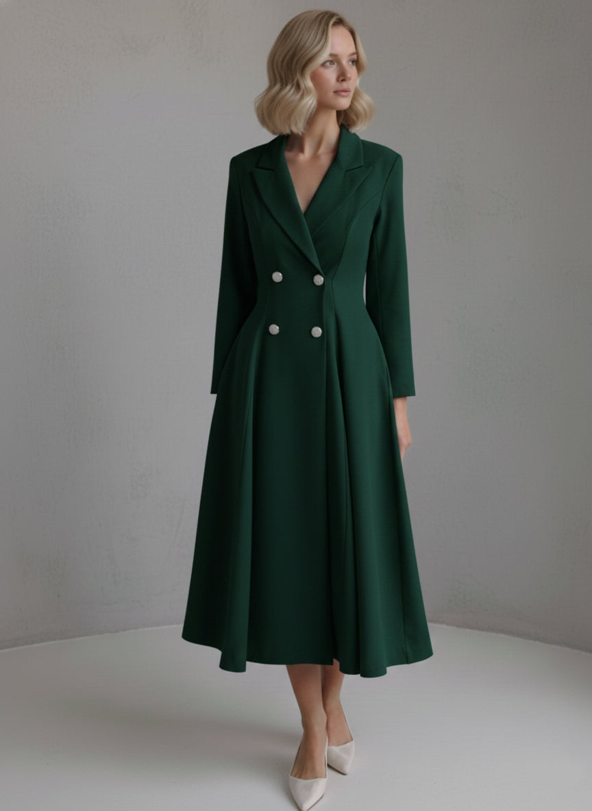 A-Line/Princess Double-Breasted Long Sleeves Tea-Length Wedding Guest Dresses