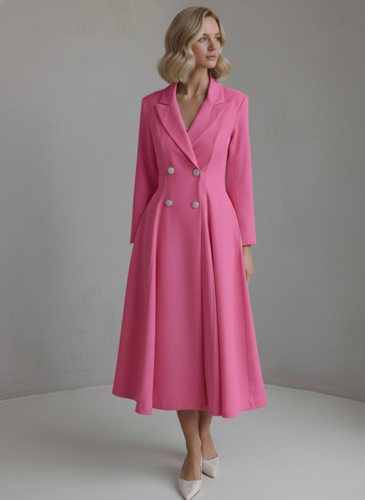 A-Line/Princess Double-Breasted Long Sleeves Tea-Length Wedding Guest Dresses