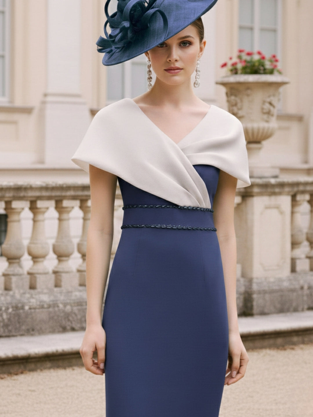 Sheath/Column V-Neck Mother of the Bride Dresses with Beading&Bowknot