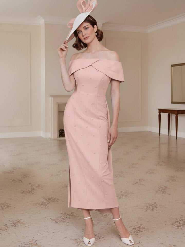 Sheath/Column Off-the-Shoulder Mother of the Bride Dresses with Rhinestone