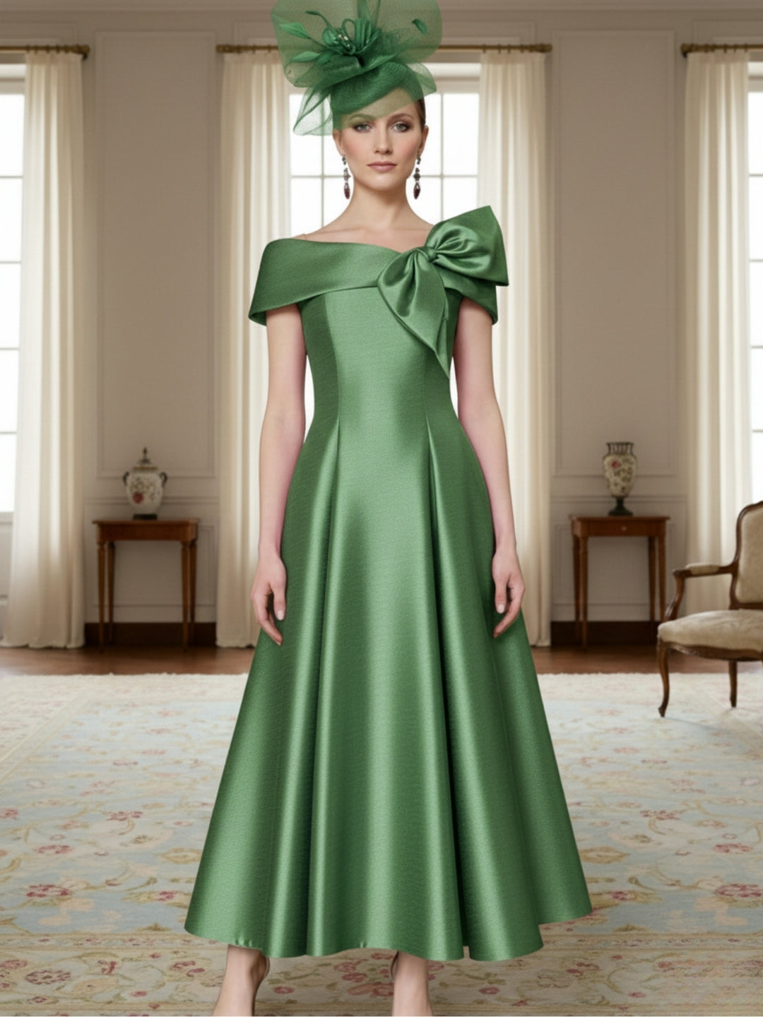 A-Line/Princess Short Sleeves Mother of the Bride Dresses with Bowknot