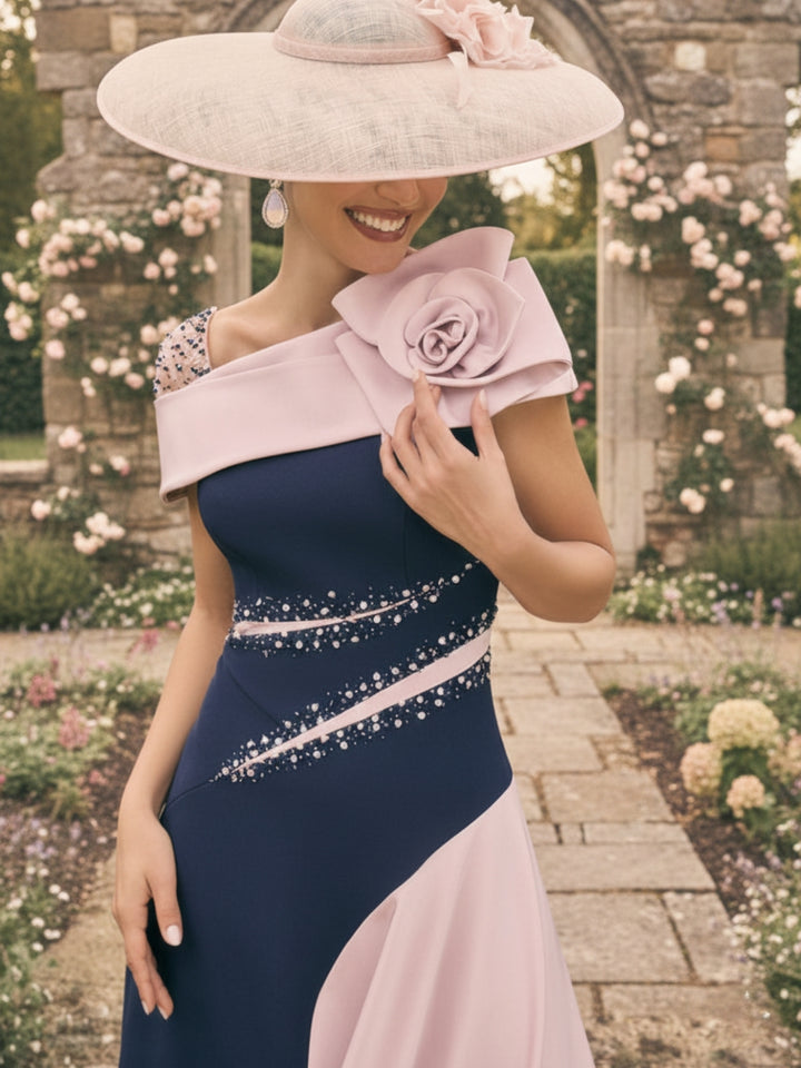 A-Line/Princess Ankle-Length Asymmetrical Mother of the Bride Dresses With 3D Flowers