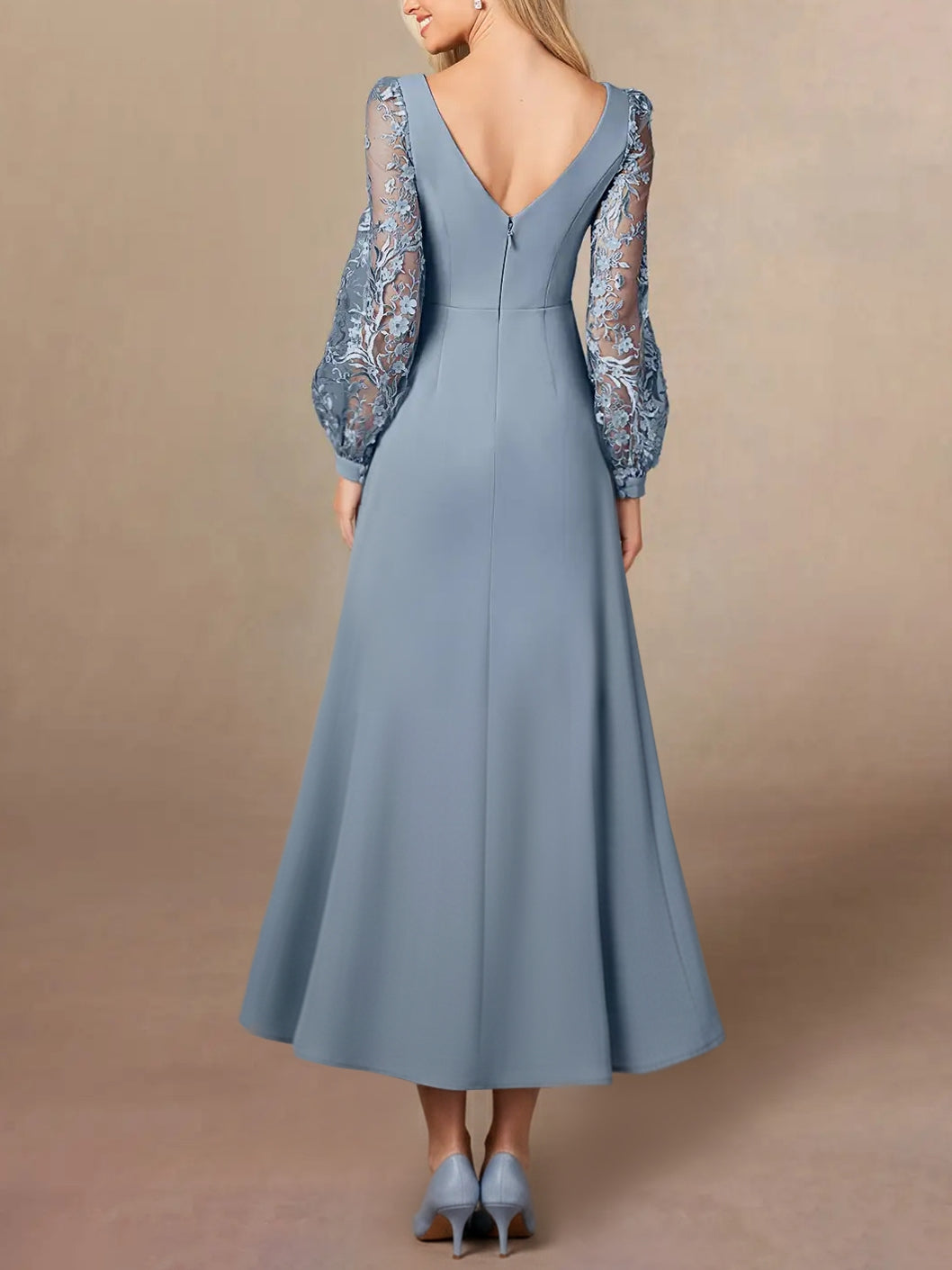 A-Line/Princess Scoop-Neck Lantern Sleeve Mother of the Bride Dresses with Appliques