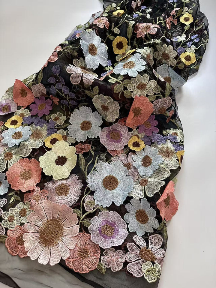 Sheath/Column Long Sleeves Tea-Length Mother of the Bride Dresses with Appliques