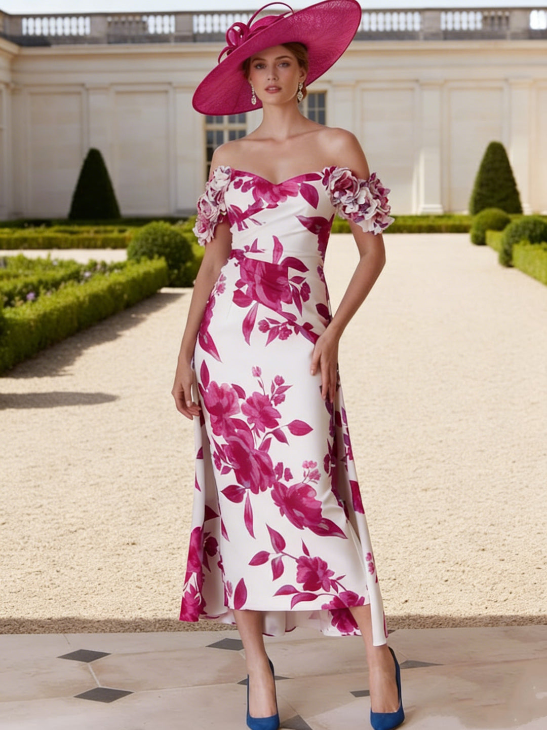 A-Line/Princess Off-the-Shoulder Mother of the Bride Dresses Printed Ankle-Length Sleeveless Floral