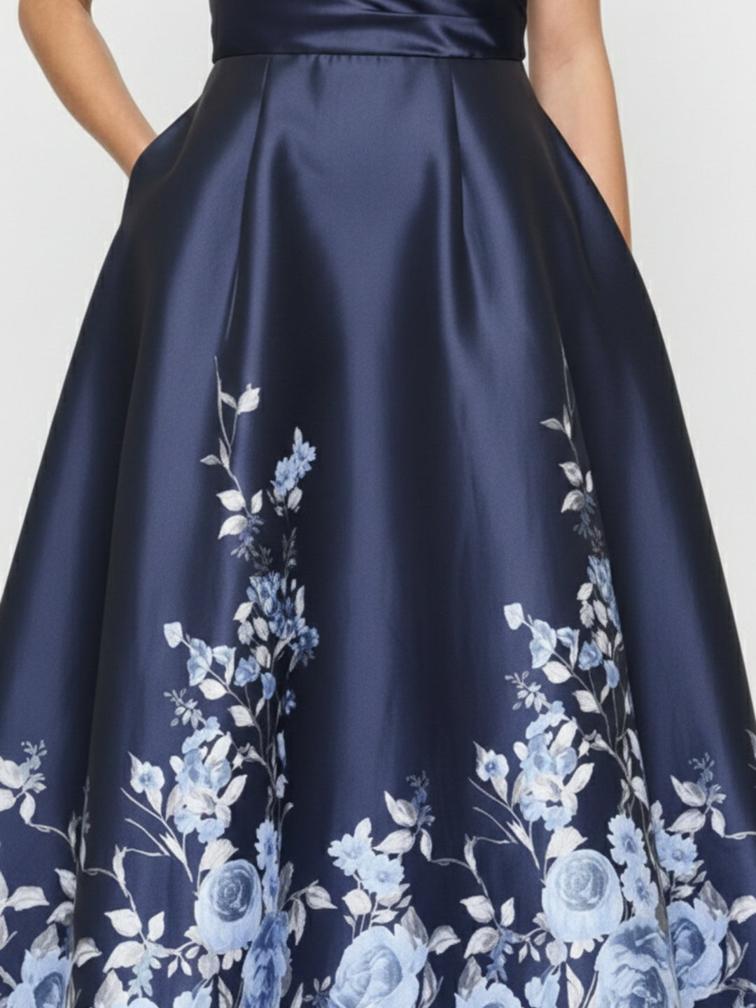 A-Line/Princess Ankle-Length Off-the-Shoulder Printed Satin Mother of the Bride Dresses Sleeveless