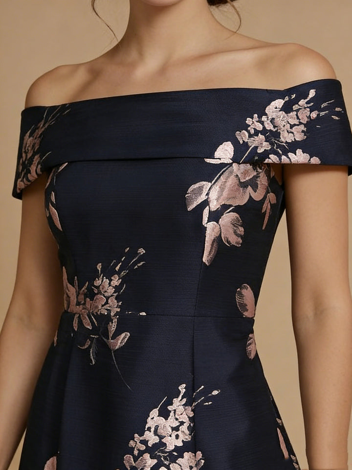 A-Line/Princess Off-the-Shoulder Mother of the Bride Dresses Printed Satin Floor-Length Sleeveless