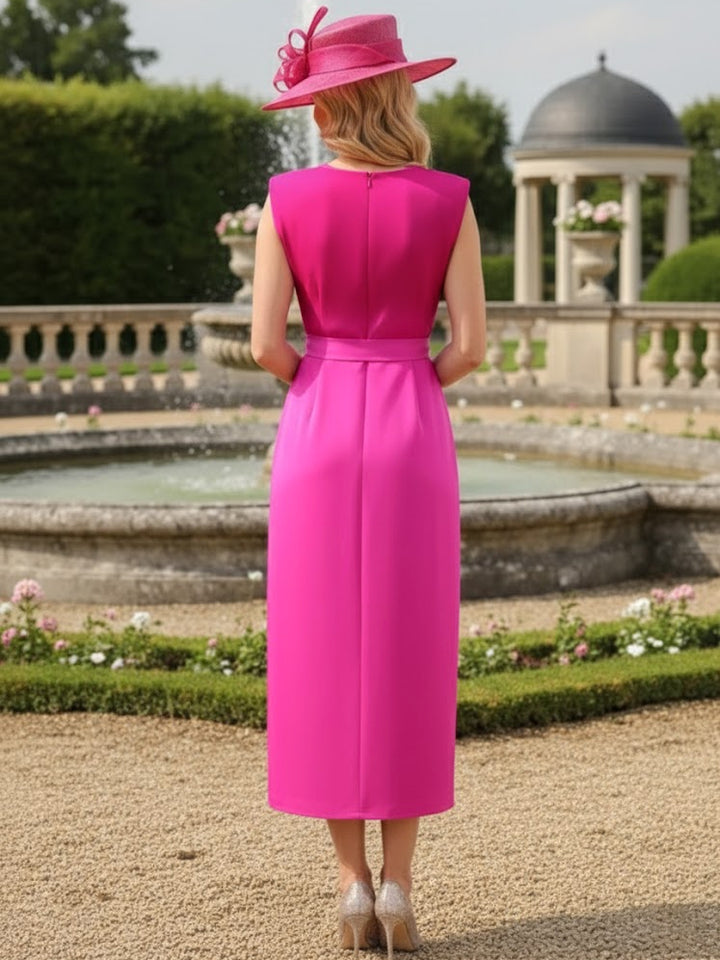 Sheath/Column Scoop Chiffon Mother of the Bride Dresses Tea-Length Sleeveless