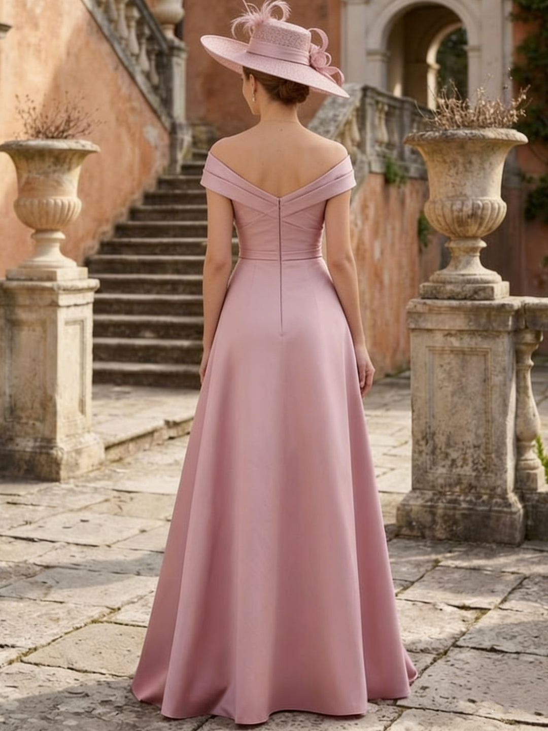 A-Line/Princess Off-the-Shoulder Satin Mother of the Bride Dresses Sleeveless Floor-Length Sequins Bowknot