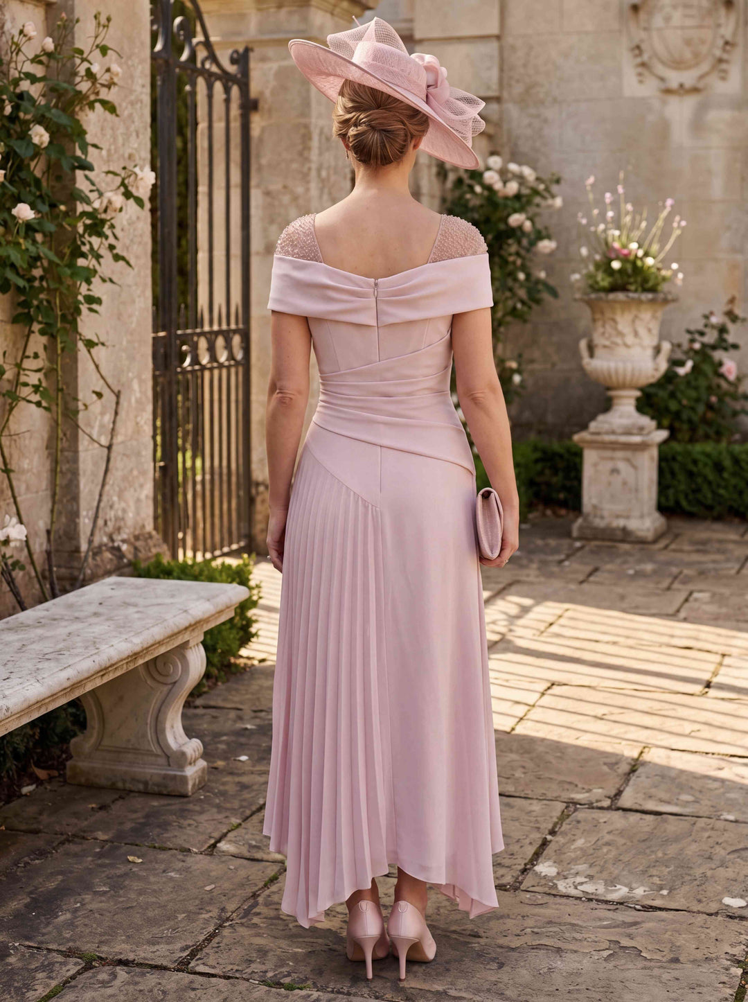 A-Line/Princess Square Collar Elastic Mother of the Bride Dresses Short Sleeves Ankle-Length Asymmetrical Sequins