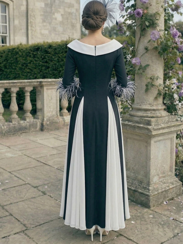 A-Line/Princess V-Neck Mother of the Bride Dresses 3/4 Sleeves Ankle-Length Pleated