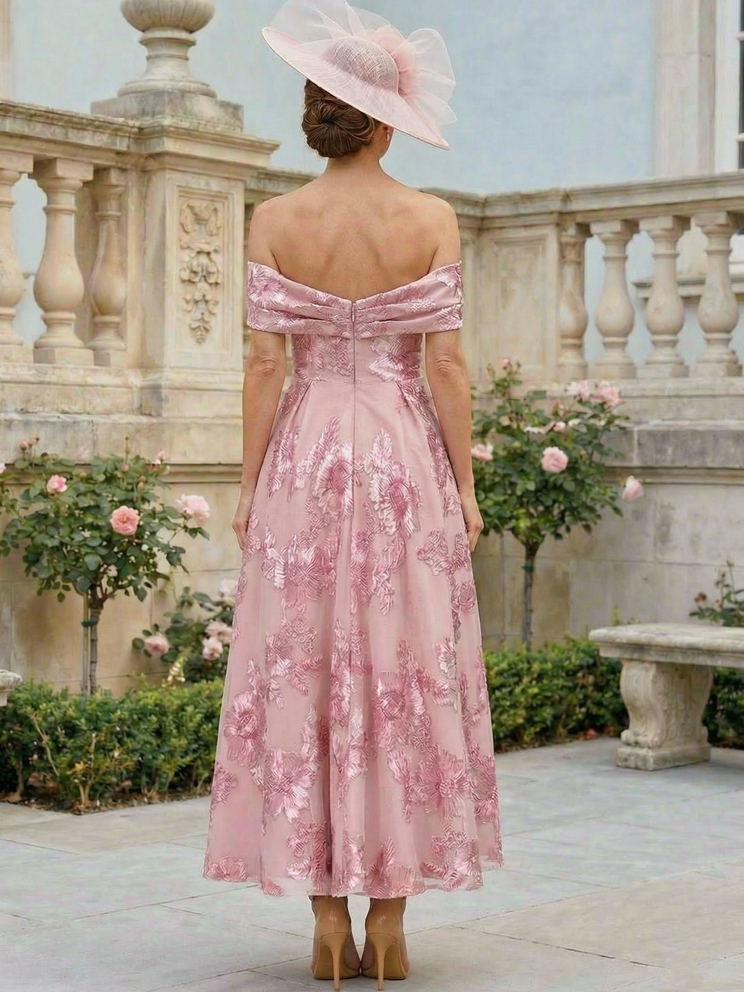 A-Line/Princess Off-the-Shoulder Lace Mother of the Bride Dresses Floral Sleeveless Ankle-Length