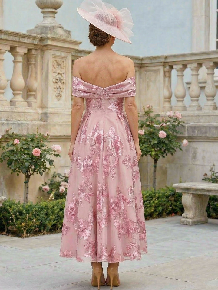 A-Line/Princess Off-the-Shoulder Lace Mother of the Bride Dresses Floral Sleeveless Ankle-Length