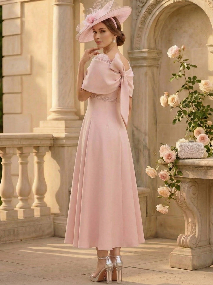 A-Line/Princess Off-the-shoulder Stretch Satin Mother of the Bride Dresses Ankle-Length Sleeveless Beading