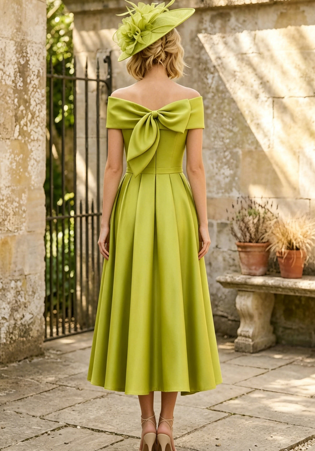 A-Line/Princess Off-the-Shoulder Satin Mother Of The Bride Dresses Sleeveless Tea-Length Bowknot&Ruffles