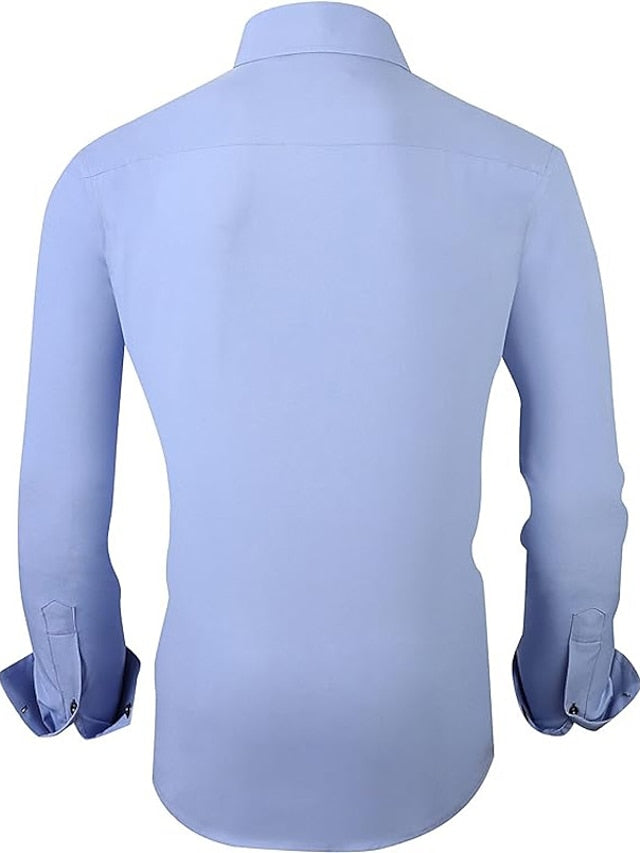 Men's Casual Polyester Long Sleeves Colour Block Shirt