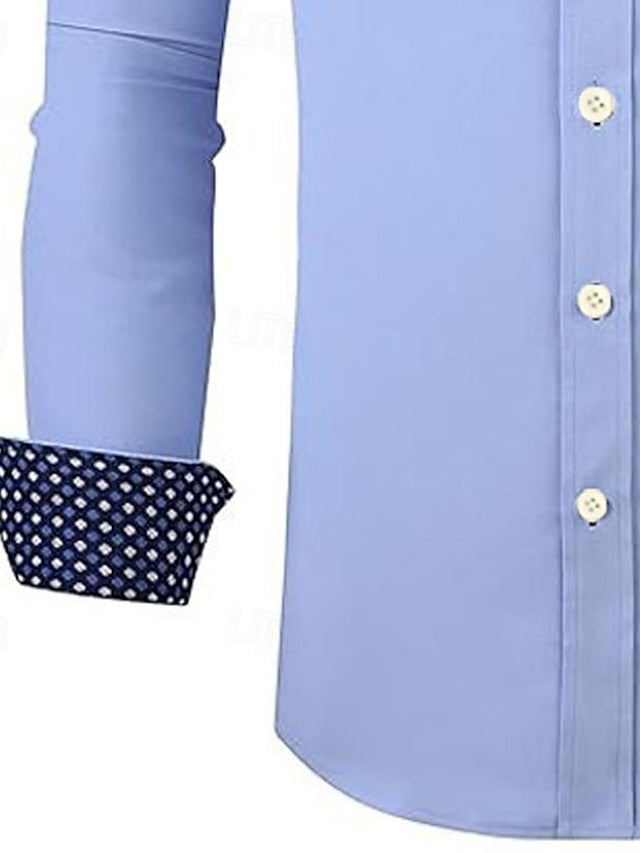 Men's Casual Polyester Long Sleeves Colour Block Shirt
