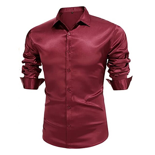 Men's Casual Polyester Long Sleeves Solid Colour Shirt