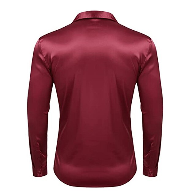 Men's Casual Polyester Long Sleeves Solid Color Shirt