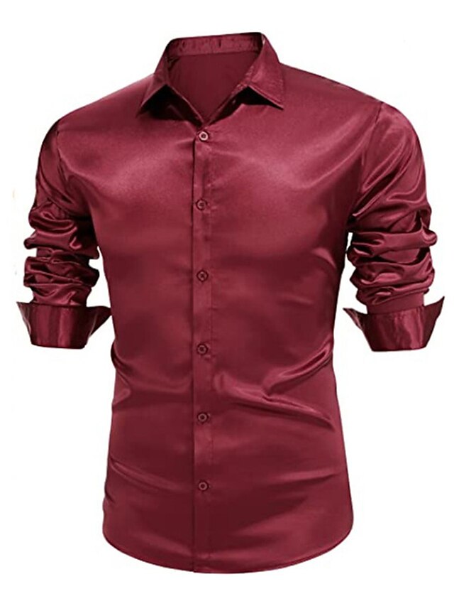 Men's Casual Polyester Long Sleeves Solid Color Shirt