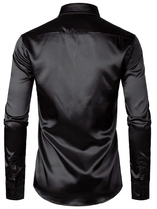 Men's Casual Polyester Long Sleeves Solid Colour Shirt