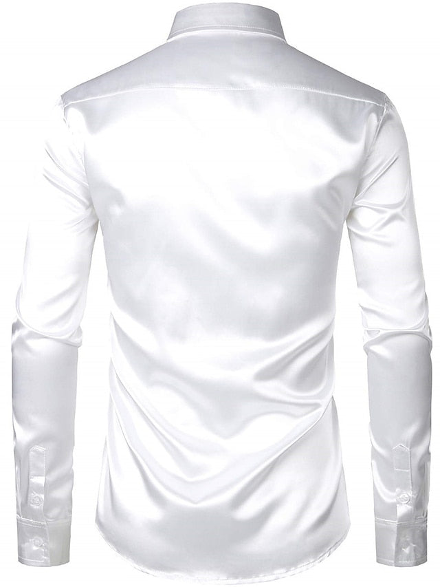 Men's Casual Polyester Long Sleeves Solid Colour Shirt