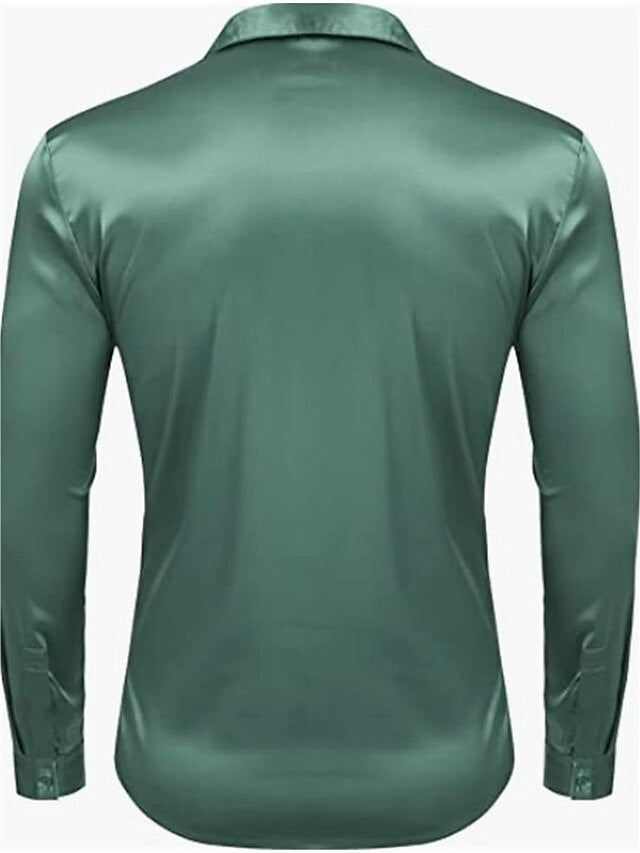 Men's Casual Polyester Long Sleeves Solid Colour Shirt