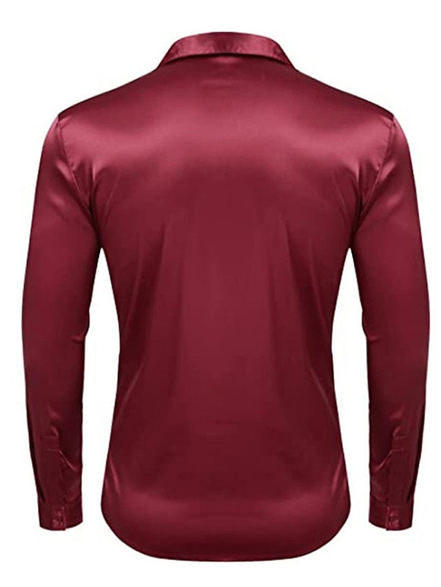 Men's Casual Polyester Long Sleeves Solid Colour Shirt