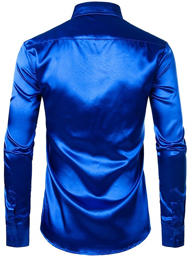 Men's Casual Polyester Long Sleeves Solid Color Shirt