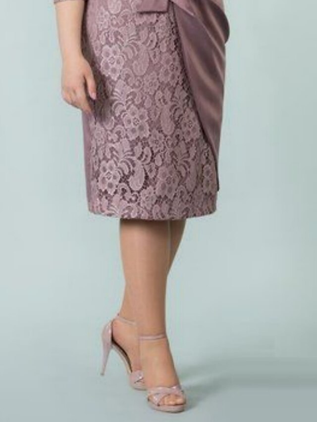 Sheath/Column Square Neck Tea-Length Mother of the Bride Dresses