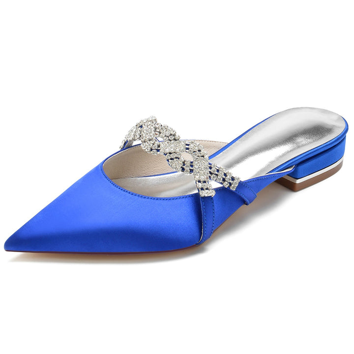 Women's Wedding Shoes Twisted Sparkling Crystal Low Pointed Toe Bridal Shoes