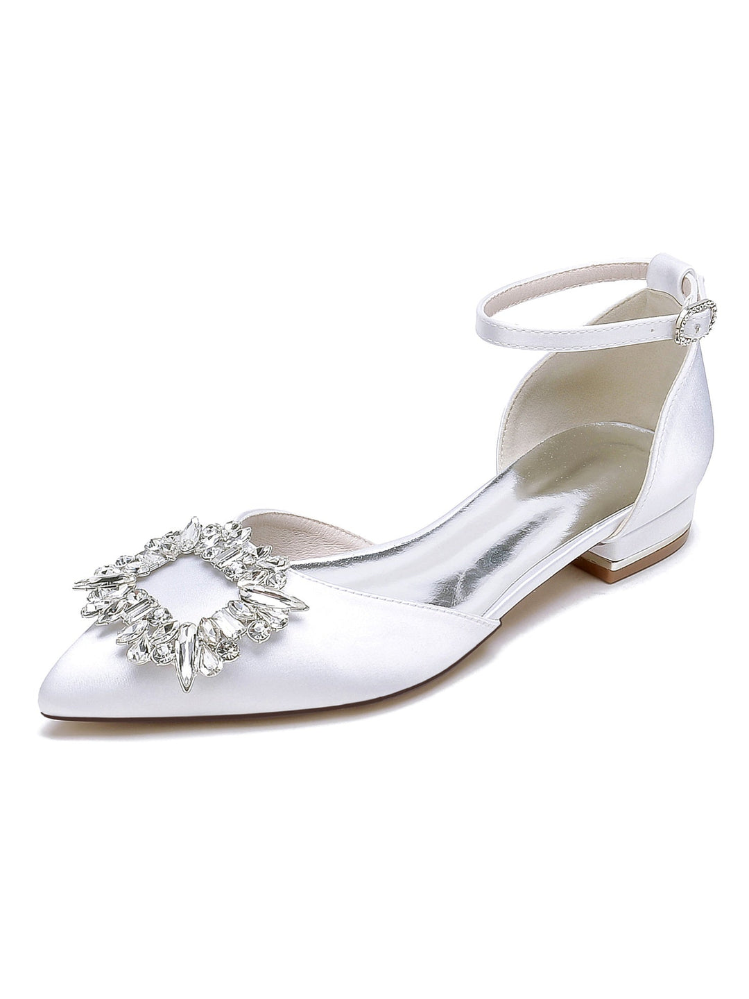 Women's Wedding Shoes Rhinestone Low Heel Pointed Toe Bridesmaid Shoes