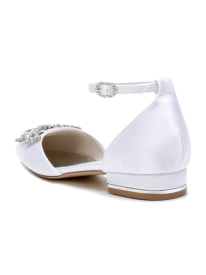 Women's Wedding Shoes Rhinestone Low Heel Pointed Toe Bridesmaid Shoes