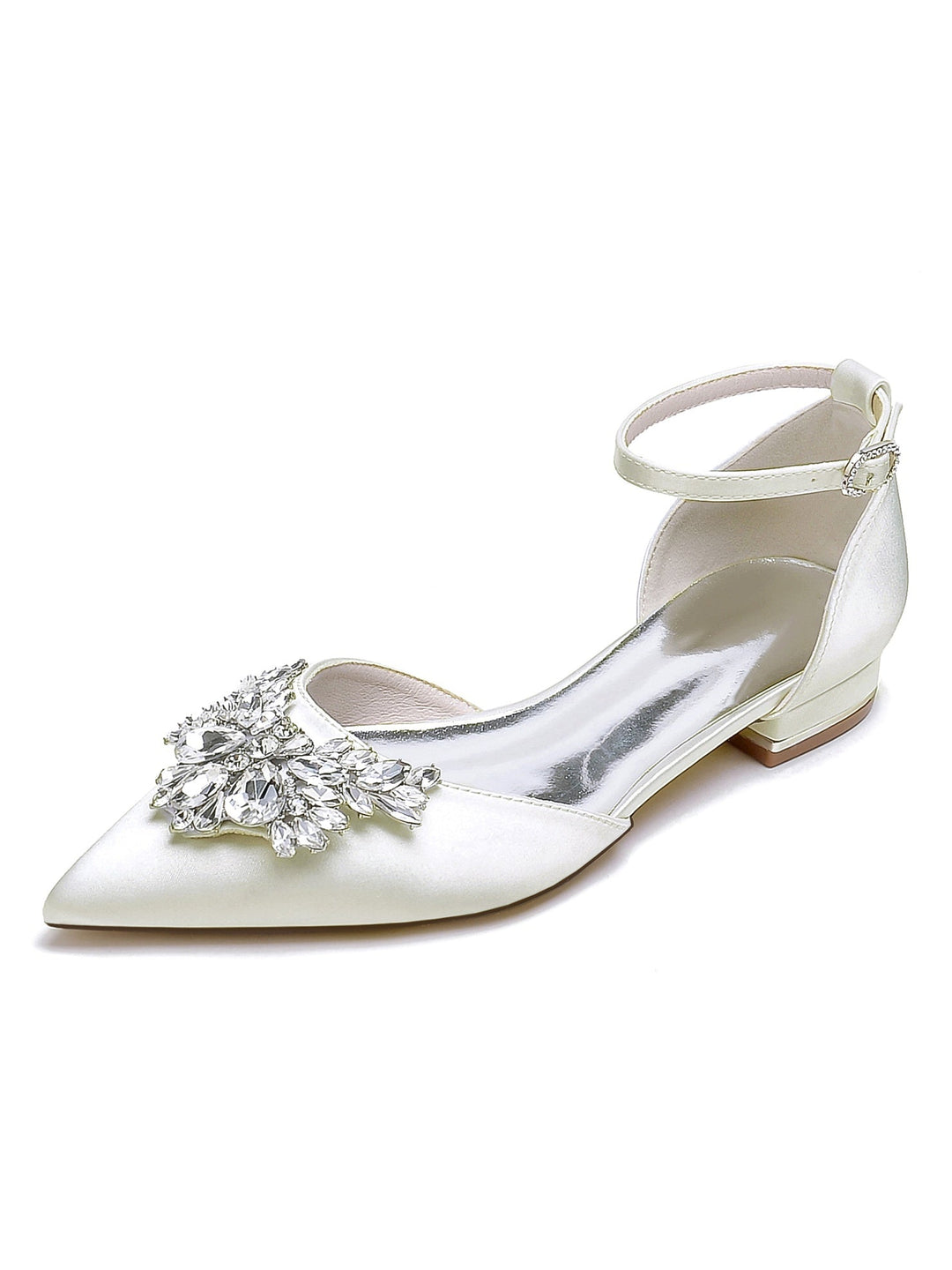 Women's Wedding Shoes Rhinestone Low Heel Pointed Toe Bridesmaid Shoes